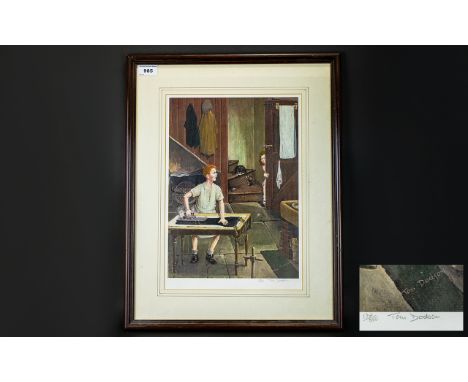 Tom Dodson 1910 - 1991 Artist Pencil Signed Ltd and Numbered Edition Colour Lithograph Print - Titled ' The Press ' Edition o