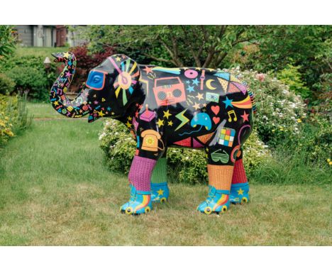 ‘Funky Trunk’ is inspired by the 80s. The fun, playful artwork celebrates the decade when St Giles Hospice was founded and al