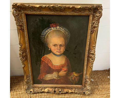 A Naive portrait of young girl (Frame size 50cm x 70cm)