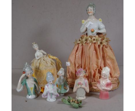 Six various vintage half dolls height 25cm approx (tallest)