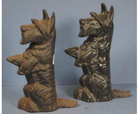 Pair vintage cast iron Scotty Dog door stops 21cm approx (each).