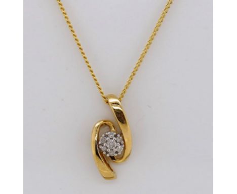 9ct gold and diamond pendant and chain Marked 375 to both parts. Approx 1.4 grams total weight.. 44cm chain Length