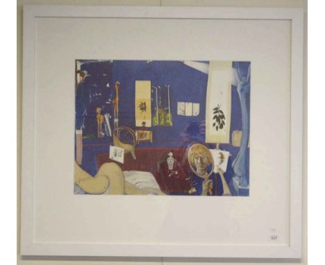 Brett Whiteley "Self Portrait In The Studio" print, 47.5cm x 61.5cm (image)