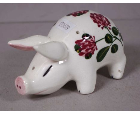 Wemyss Plichta ceramic pig floral decorated, marked to base. Length 12cm approx.