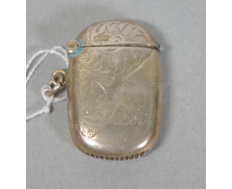 George V sterling silver vesta Chester 1919, makers J. & R. Griffin, engraved decoration, monogrammed. Weight 12grams approx.