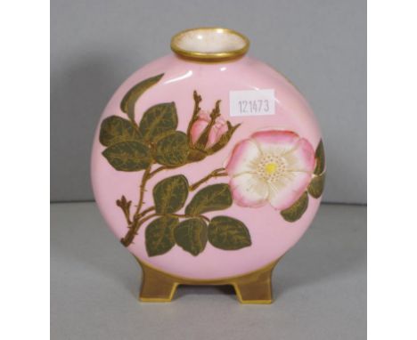 Antique Royal Worcester vase date mark for 1881, with gilt & floral decoration, 12cm high approx., hairline to rim