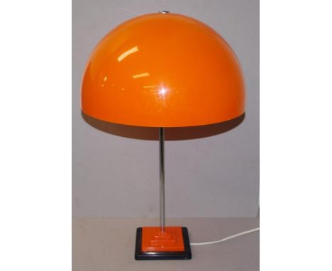 Retro orange plastic electric table lamp height 83cm approx