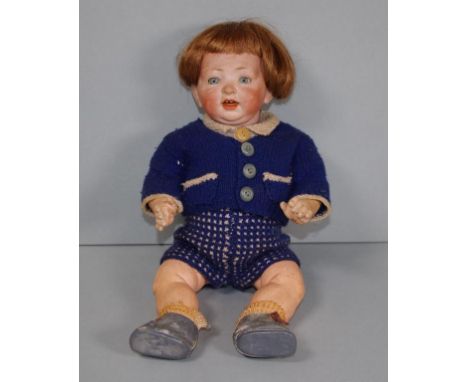 Vintage German bisque head boy doll head marked 152, 34cm high approx.