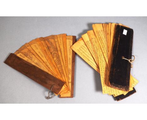Two various Burmese kammavaca manuscripts each containing a Buddhist manuscript on palm leaf sections, enclosed in wooden cov
