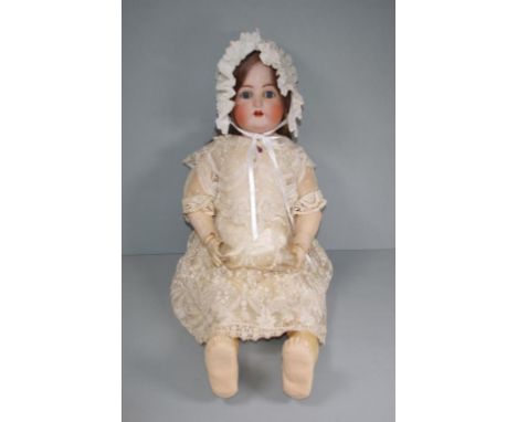 Large vintage German bisque head doll Simon & Halbig, 74cm tall approx.