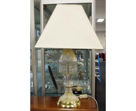 Decorative cut glass & brass electric table lamp height 66cm approx