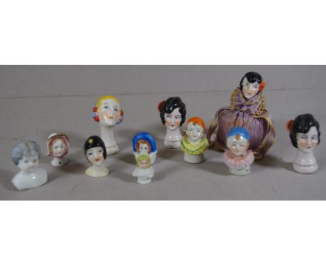Eleven various vintage half dolls height 8.5cm approx (tallest)