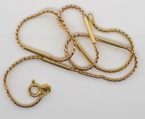 9ct gold snake and bar link chain marked 9k Italy approx 8 grams