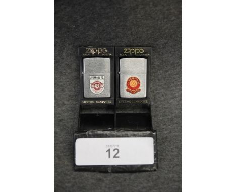 2 x Zippo Liverpool Football club lighters including one with enamelled motif Liverpool The Reds, both in Zippo black plastic