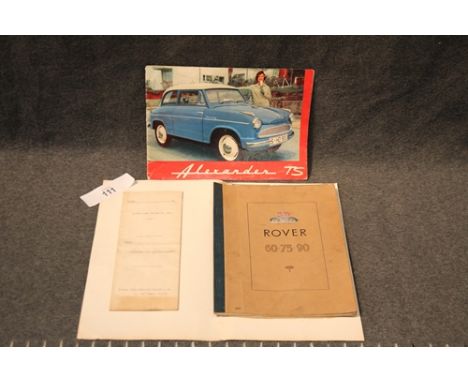 Rover 60 _75_90 owners instruction manual and Alexander T.S. Colour brochure