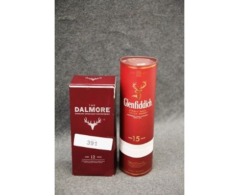 1 x 70cl bottle of The Dalmore 12 year old single malt scotch whisky and 1 x 700ml bottle of Glenfiddich 15 year old single m