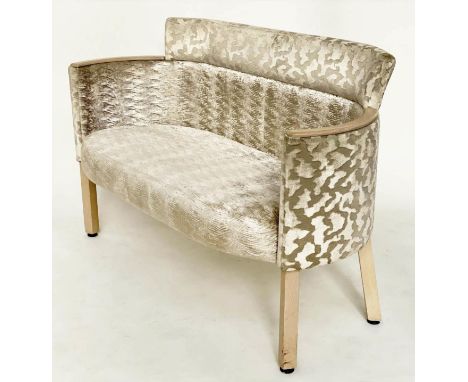 SOFA/SEAT BY COLLINET SIEGES, FRANCE, two seater, twin fabric gold twill upholstered, 130cm W. 