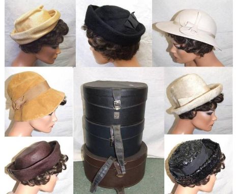 Ladies Vintage Hats incl. Marida Made In England, Mitzi Lorenz London, R.B Hat, Kangol etc. & 3 Hat Boxes 
