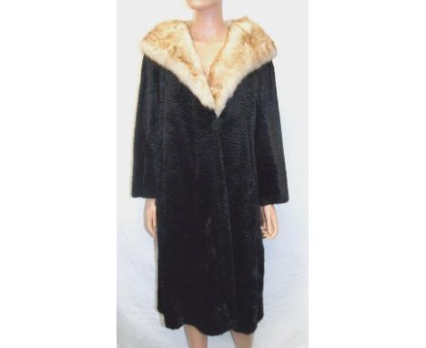 Ladies Vintage Simulated Persian Lamb Coat labelled Furrier Made Model 