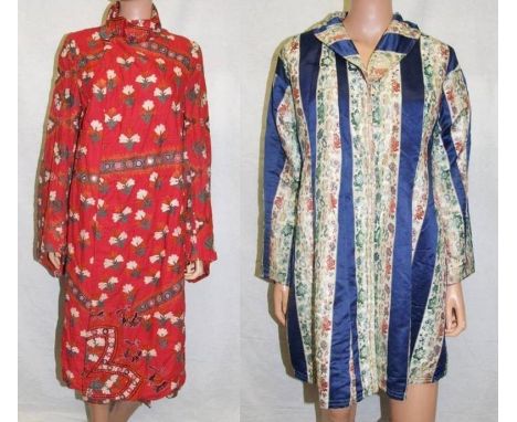 2 Vintage Asian Chinese Silk Kaftan Coats (2) 