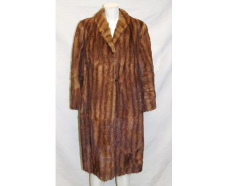 Ladies Vintage Musquash Fur Coat with hook & eye fastening, size small 10/12 