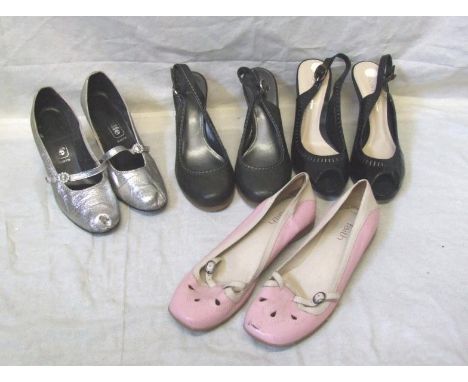 Ladies Shoes Size 8 incl. Dune as new, Carvela as new, Faith & pair vintage silver shoes size 6 (4) 