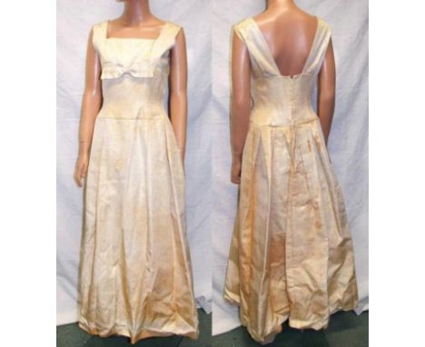 Ladies Vintage 1950s Ball Gown, labelled John Selby London, acetate lined bodice, pellon underskirt, size 38 
