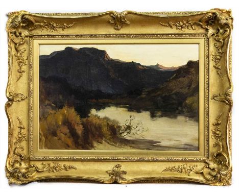 PETER ROBERT MACLEOD MACKIE RSW ARSA (SCOTTISH 1867 - 1959), THE HILLS OF ORAN oil on canvas, signed and dated 1914, titled l