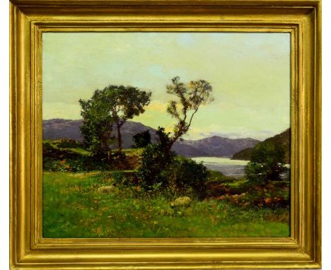 GEORGE HOUSTON RSA RSW (SCOTTISH 1869 - 1947), LOCH FYNE oil on canvas, signed, titled label versoframed image size 52cm x 61