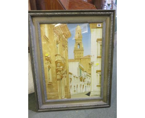 "BANKS, 646", signed water colour, "Architectural Study of Street Scene", 26" x 19"