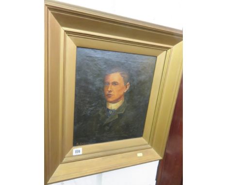 SIGNED OIL ON CANVAS, "Portrait of Young Man", 13" x 11"