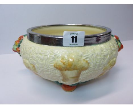 CLARICE CLIFF, Celtic Harvest pattern fruit bowl with chrome mount