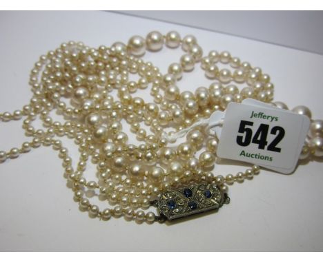 CULTURED PEARL NECKLACE, cultured pearl twin strand necklace a/f