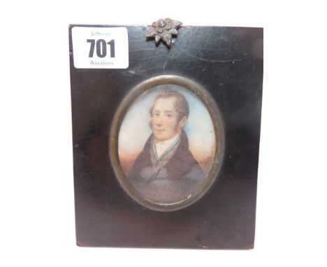 19TH CENTURY PORTRAIT MINIATURE ON IVORY, "Gentleman in Waistcoat"