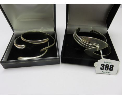 SILVER BANGLES, 4 assorted silver bangles including slave bangle, etc