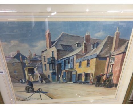 HERBERT TRUMAN, signed colour print "St Ives", 18" x 23"