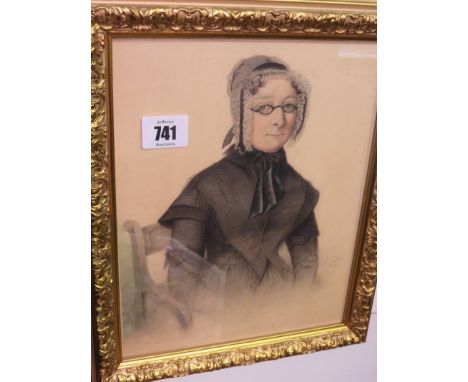 J TALBOT, signed water colour dated 1850, "Portrait of Seated Lady", 9" x 7.5"