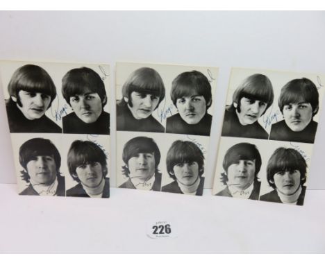 THE BEATLES, 3 official Beatles fan club auto-signatures portrait cards