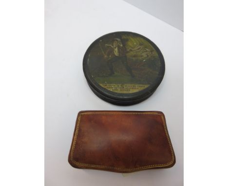 MICRO MOSAIC MEDALLION, oval medallion of riverscape a/f, also 19th century paper mache snuff box with pictorial lid