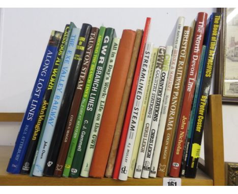 RAILWAYS, shelf of assorted reference books relating mainly to steam railways, including Paul Atterbury "Along Lost Lines"