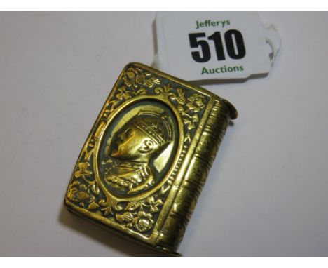 VESTA CASE, brass vesta case, engraved "Long live the King" with portrait to reverse in foliate decorated frame