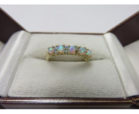 OPAL RING, 9ct opal band ring, size O