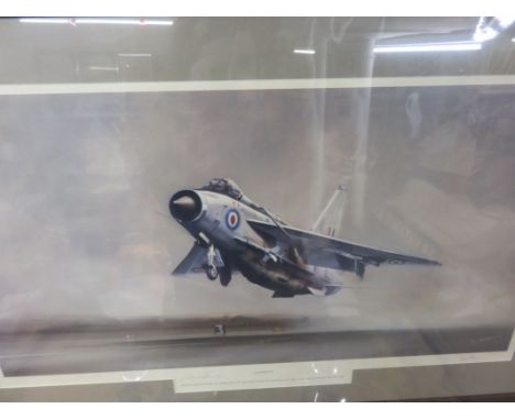 TIM NOLAN, signed Aircraft print "Lightning F6", also signed by test pilot, 18" x 30"