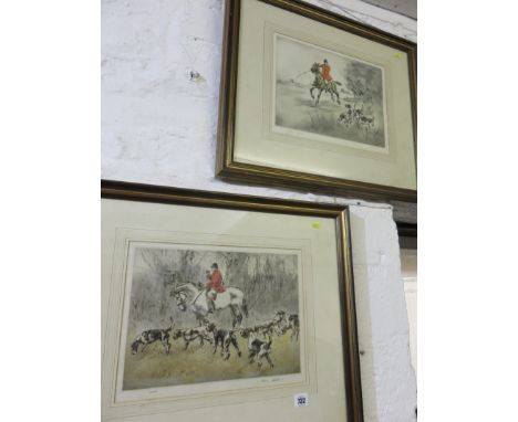 HENRY WILKINSON, pair of signed limited edition colour etchings, "Hunting Scenes", 10" x 14"