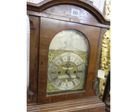 BRACKET CLOCK, oak cased break arch bracket clock engraved on back plate "Isaac Joshua Hewlett of Bristol" with "Peace & Trad