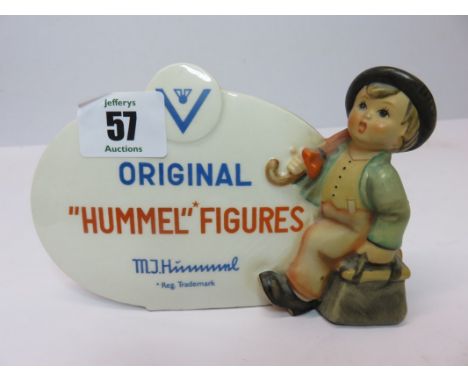 HUMMEL, advertising plaque with "Merry Wanderer" incorporated 