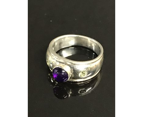 SILVER AND AMETHYST RING