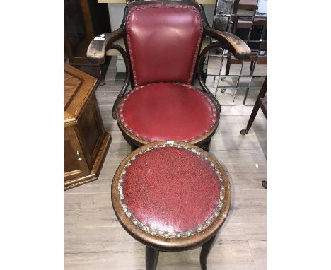 VINTAGE BENTWOOD ARMCHAIR AND STOOL BY J&amp;J KOKN