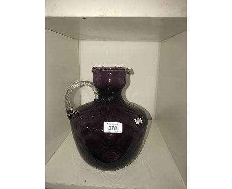 LARGE QUILT PATTERN GLASS AMETHYST JUG