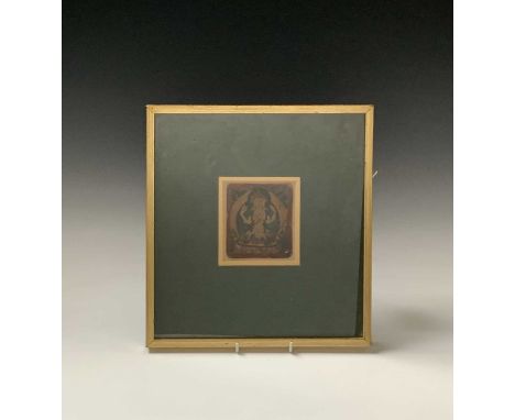 A Chinese oil on panel of a Bodhisattva, 10 x 9cm, frame size 32.5 x 30cm.Condition report: Small areas of losses and flaking